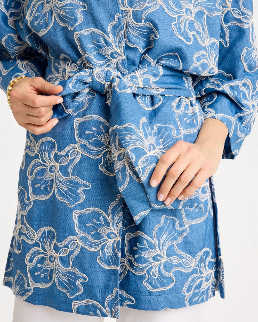 Chico's Outlet - Woven Embroidered Belted Kimono