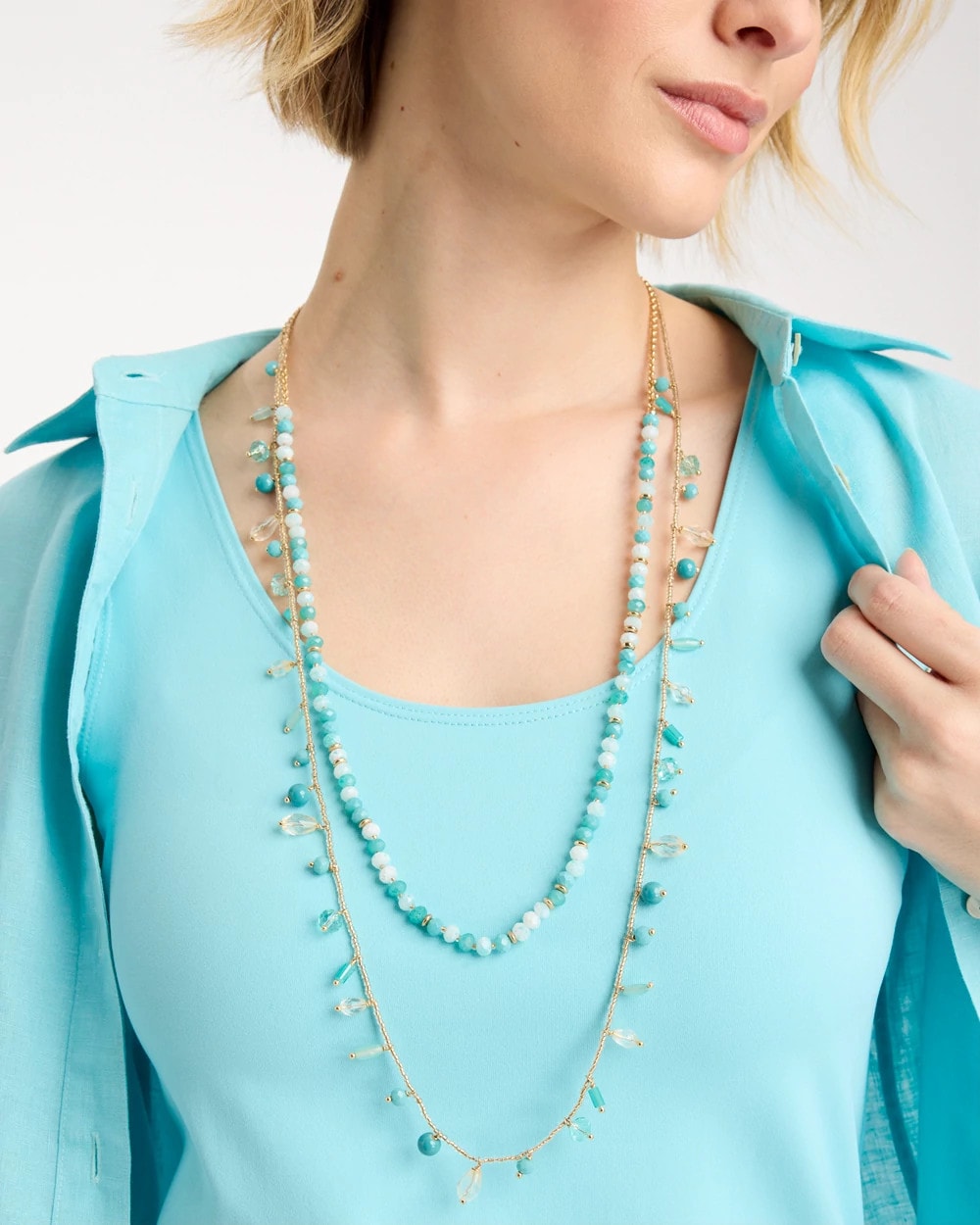 Chico's / Multi-Strand Aqua Layering Necklace