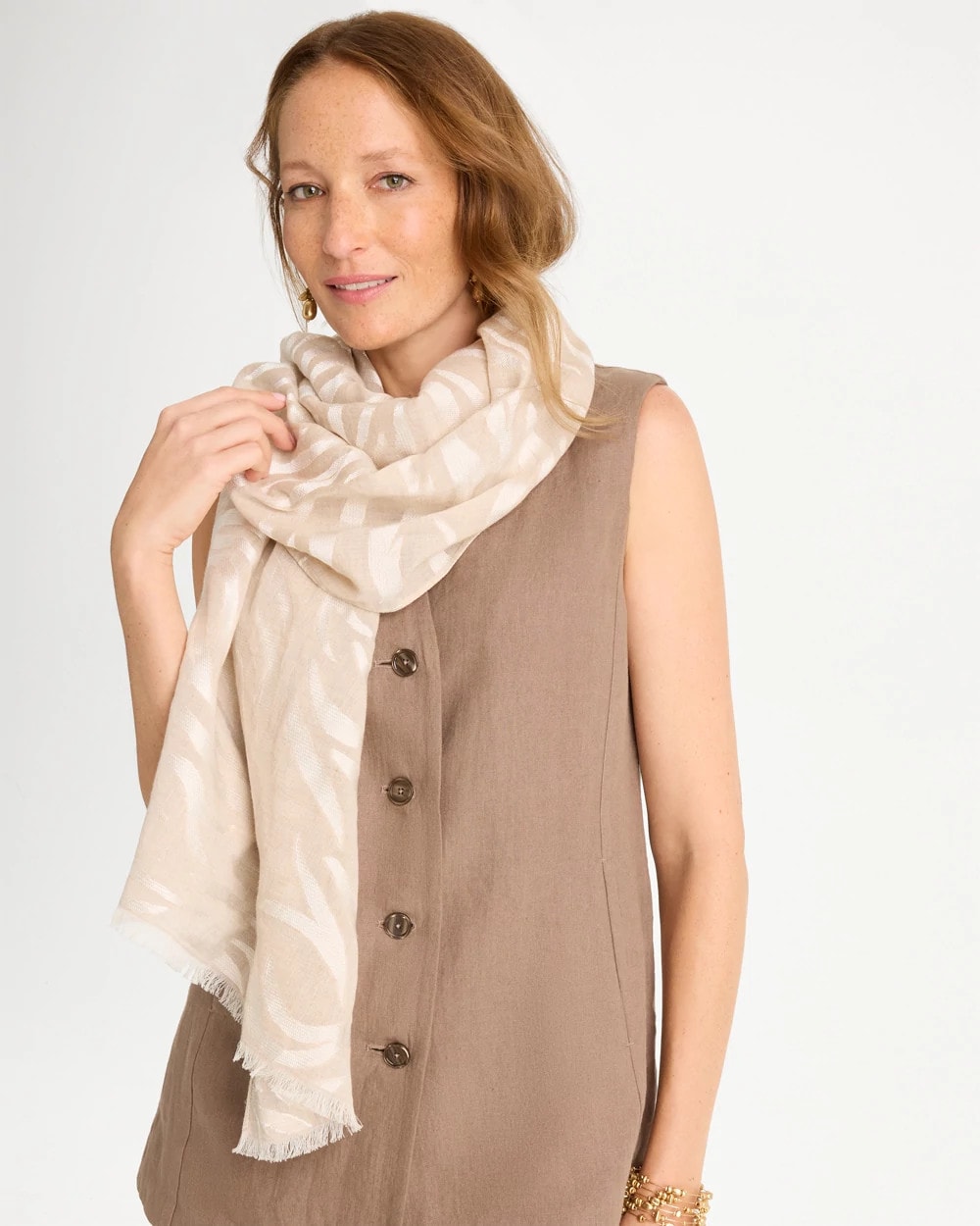 Chico's On Sale - Neutral Zebra Jacquard Oblong Scarf