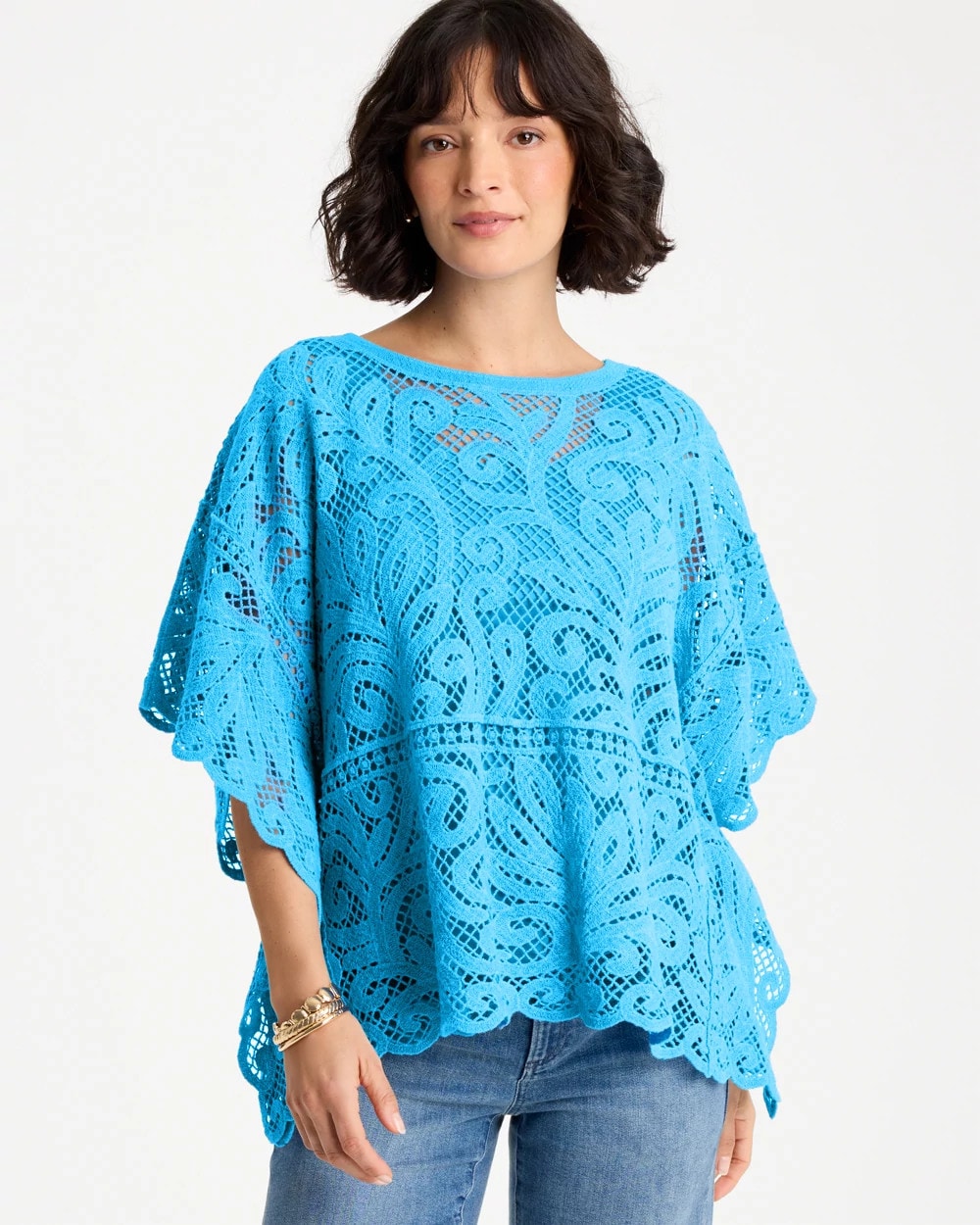 Chico's For Sale - Cotton Crochet Lace Poncho