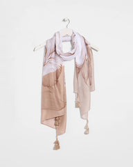 Chico's Discount - Neutral Floral Tassel Oblong Scarf