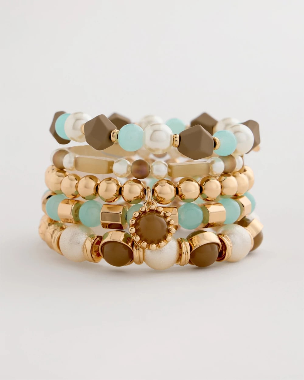 Chico's For Sale - Aqua Stretch Set of Five Beaded Bracelets