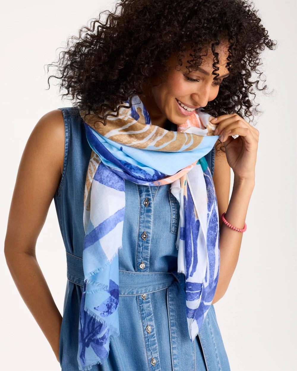 Chico's US - Coral Motif Oblong Scarf