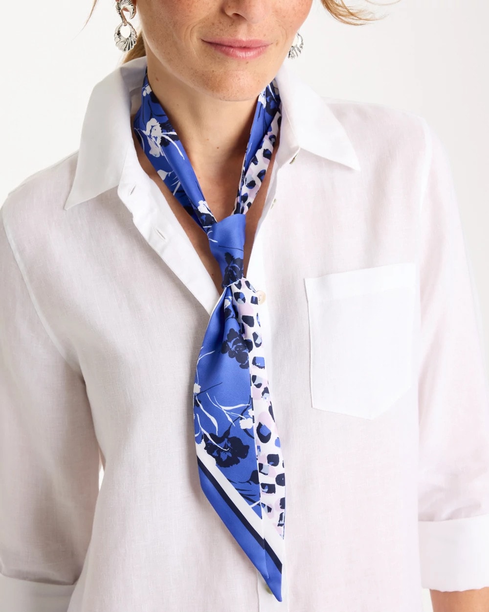 Chico's For Sale - Dutch Floral Polka-Dot Skinny Scarf