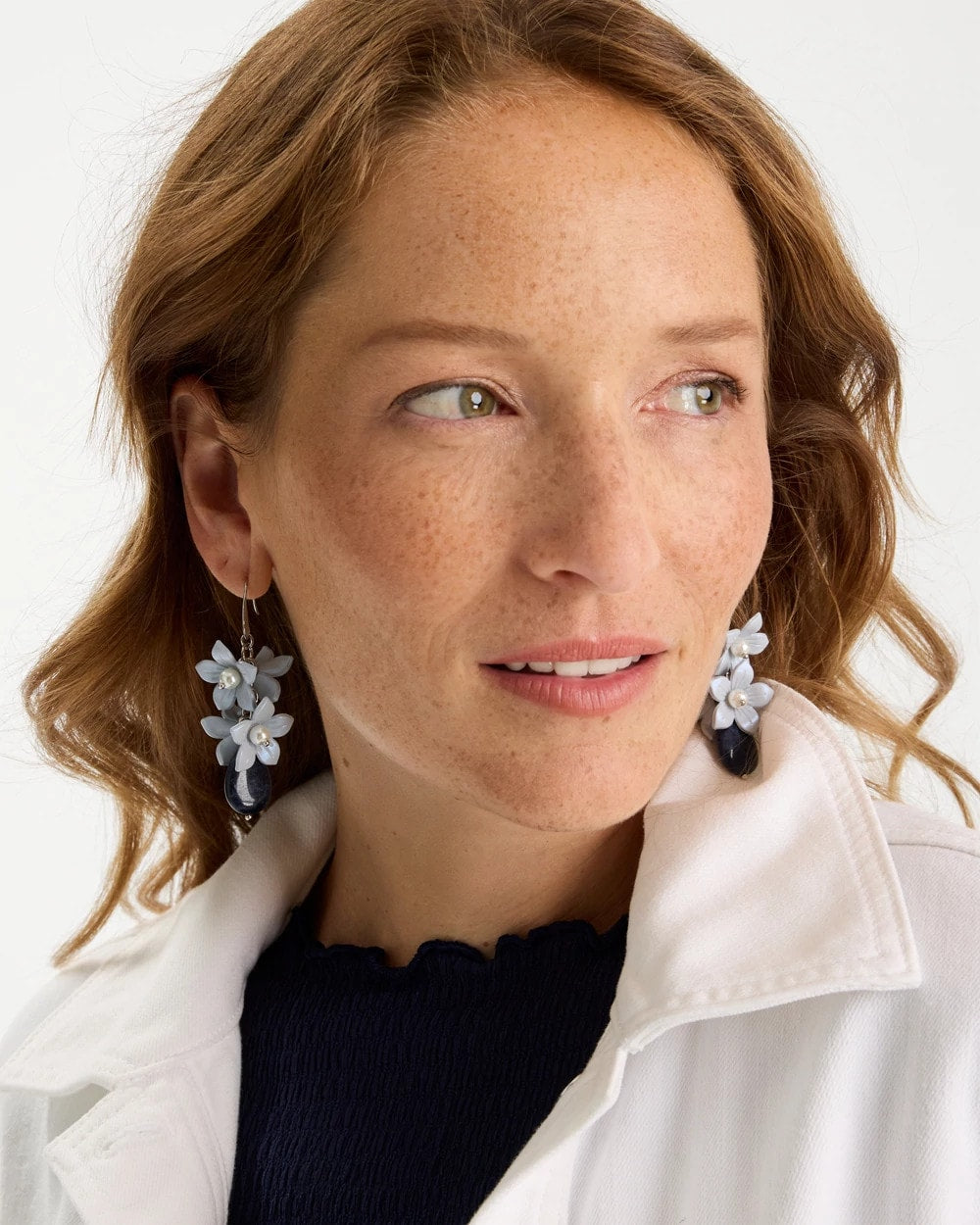 Chico's / Lapis Lazuli Stone Flower Earrings