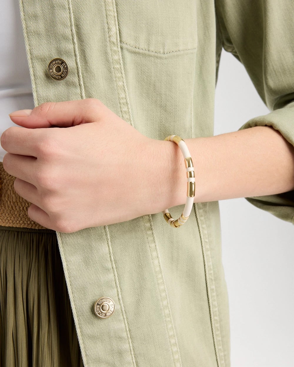 Chico's Sale - White Enamel Hinge Bangle