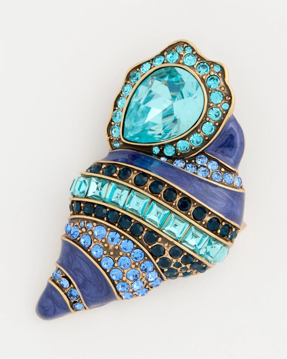 Chico's Discount - Faux Blue Halo Diamond Conch Shell Brooch