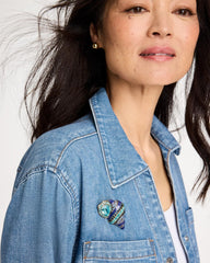 Chico's Discount - Faux Blue Halo Diamond Conch Shell Brooch
