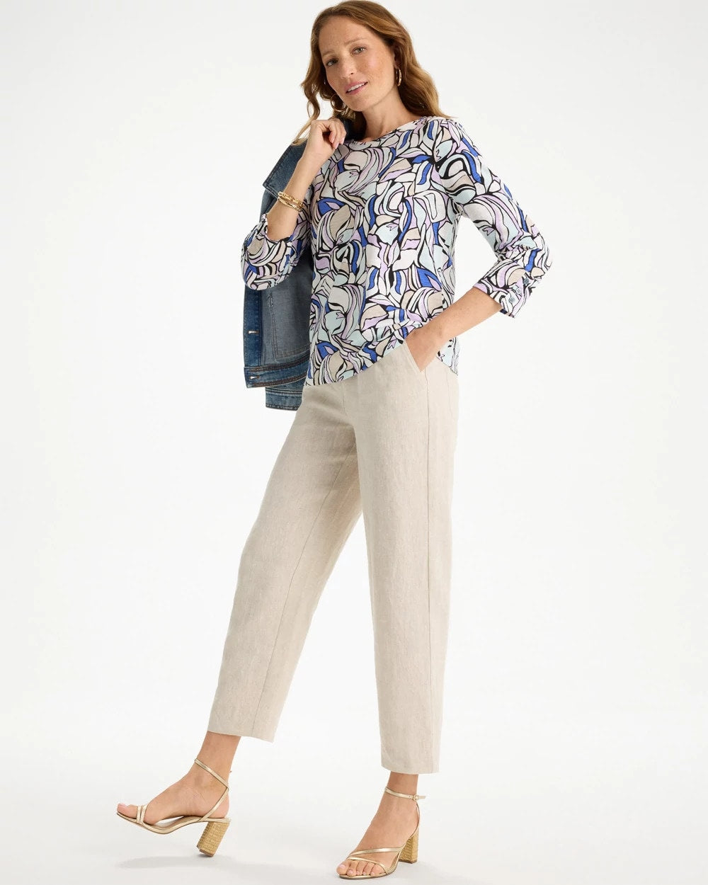 Chico's / Floral Cotton Slub Tee