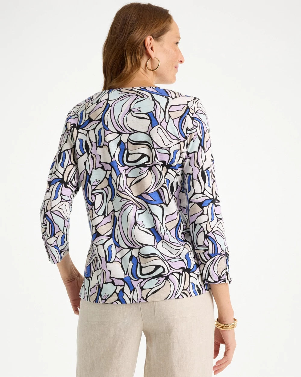 Chico's / Floral Cotton Slub Tee