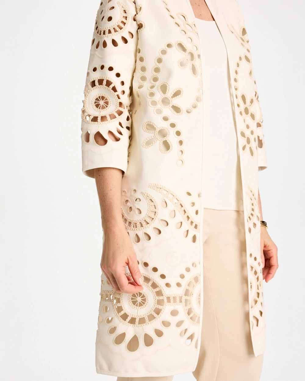 Chico's Discount - Long Faux Leather Kimono
