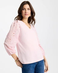 Chico's US - Floral Eyelet Sleeve Tee