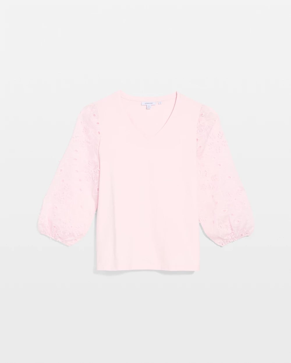 Chico's US - Floral Eyelet Sleeve Tee