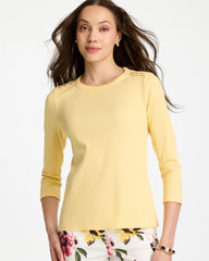 Chico's / Ribbed Button Crewneck Tee