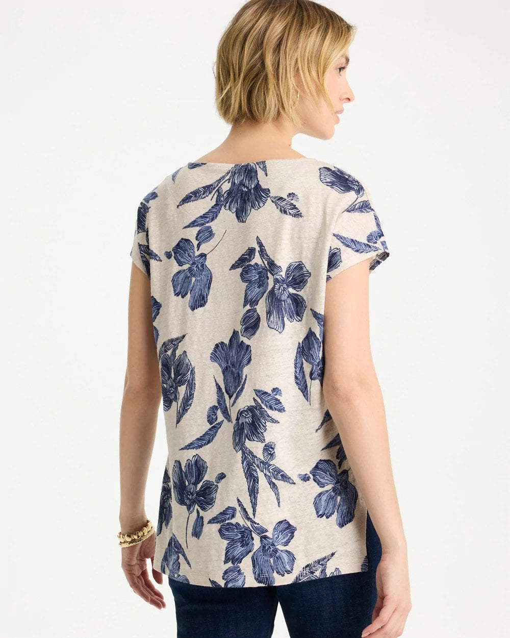 Chico's Sale - Floral Linen Dolman Tee