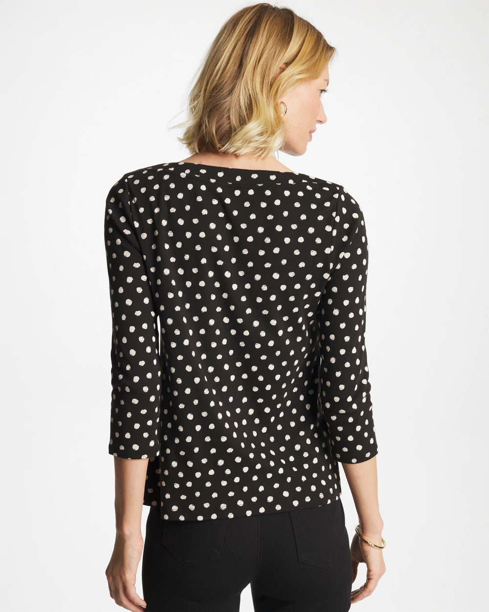 Chico's On Sale - Polka Dot Pima 3/4 Sleeve Tee