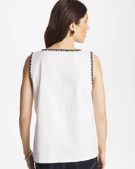 Chico's For Sale - Blanket Stitch Contour Cotton™ Square Neck Tank