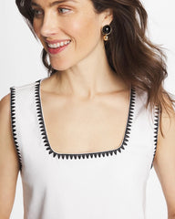 Chico's For Sale - Blanket Stitch Contour Cotton™ Square Neck Tank
