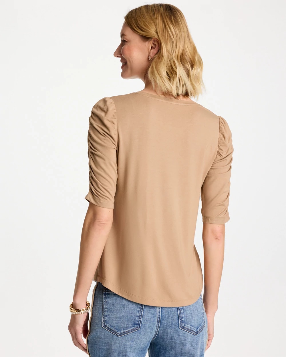 Chico's Discount - Touch of Cool™ Ruched Sleeve Knit Tee
