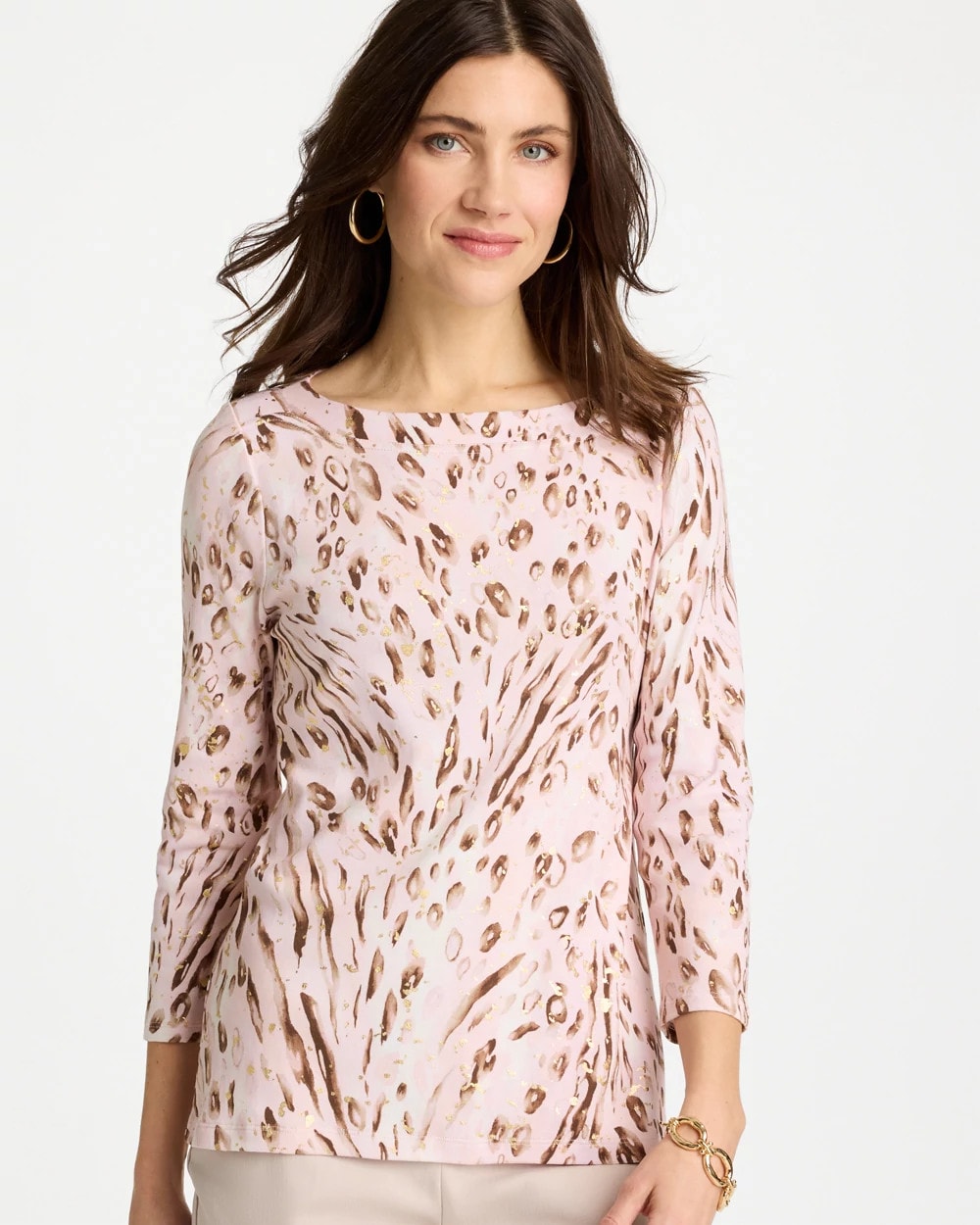 Chico's On Sale - Animal Foiled Pima 3/4 Sleeve Tee