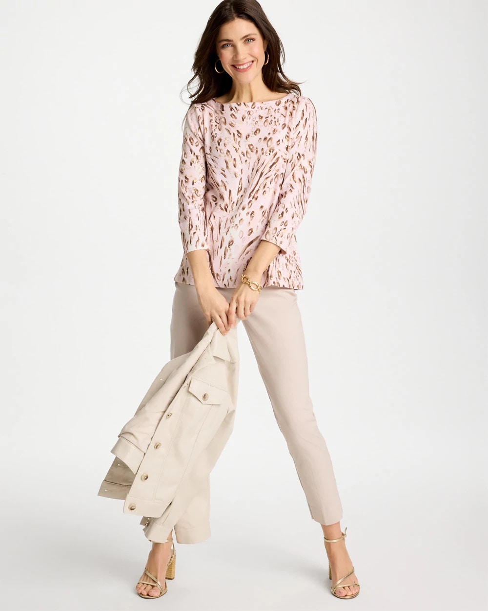 Chico's On Sale - Animal Foiled Pima 3/4 Sleeve Tee