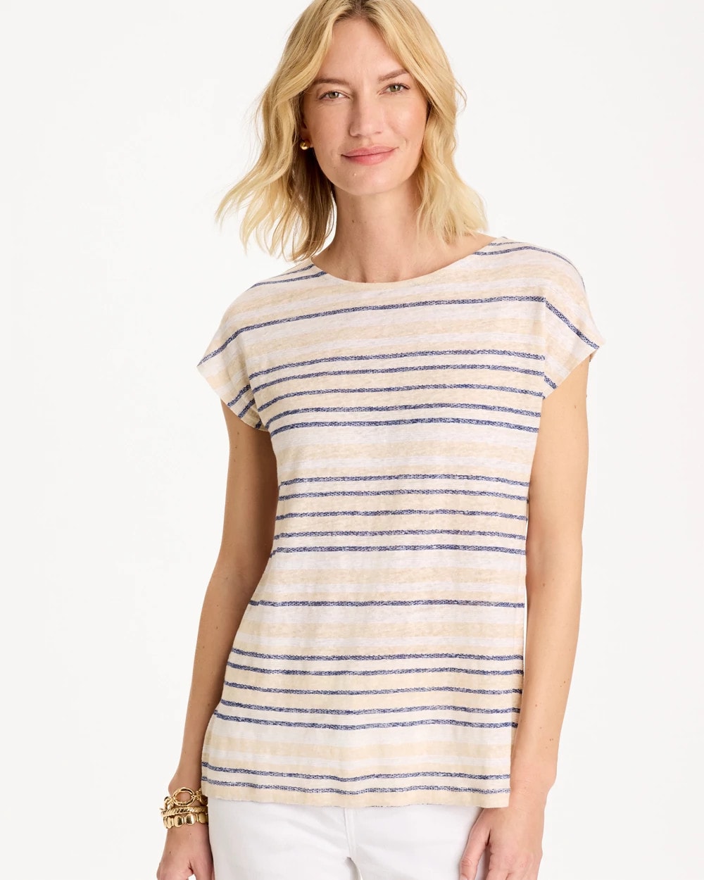 Chico's Outlet - Striped Linen Dolman Tee