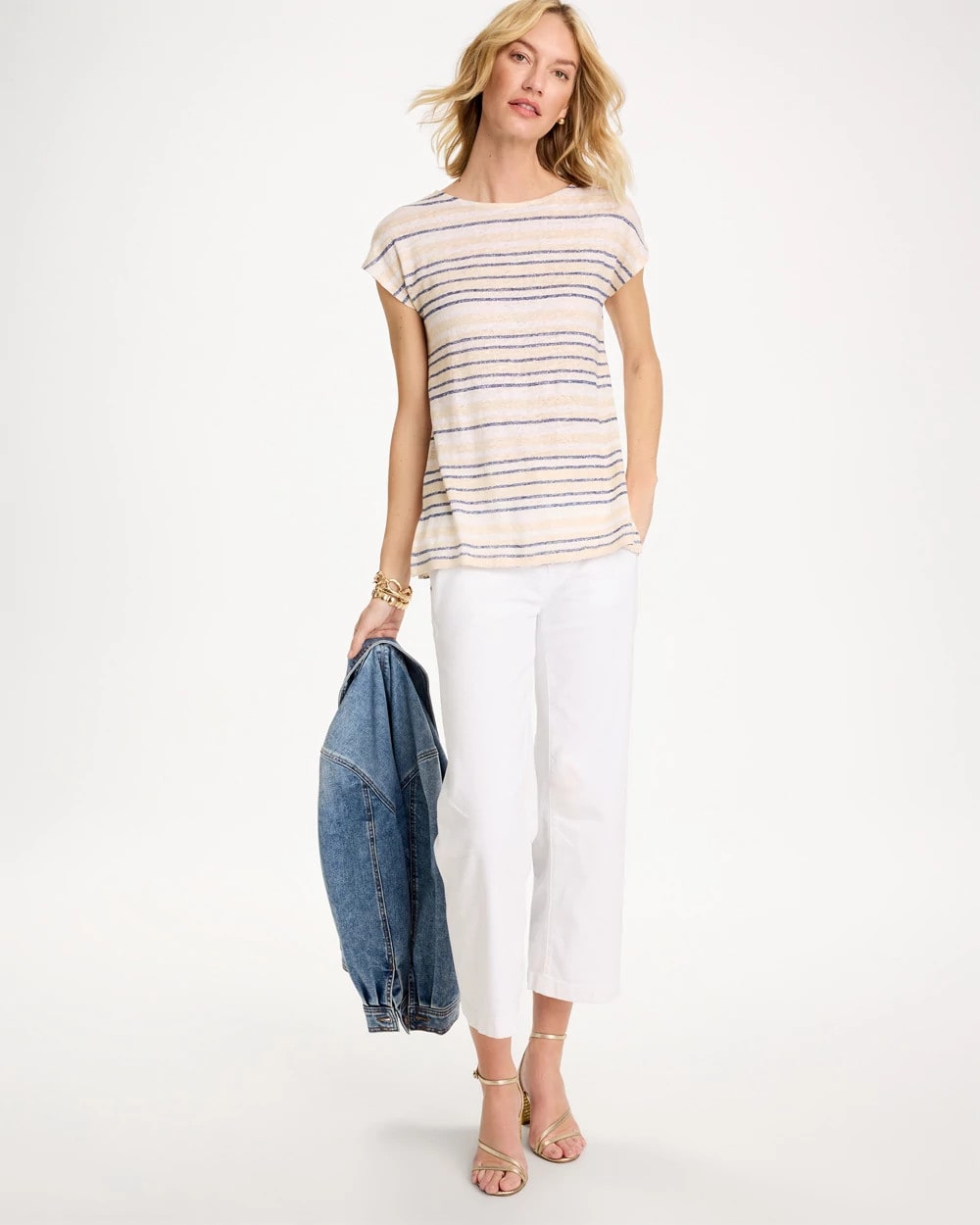 Chico's Outlet - Striped Linen Dolman Tee