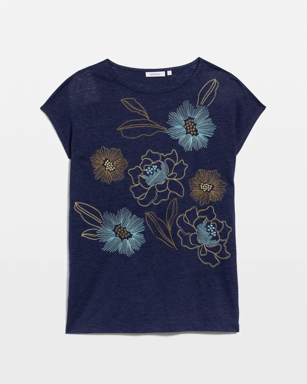 Chico's Discount - Embroidered Linen Dolman Tee