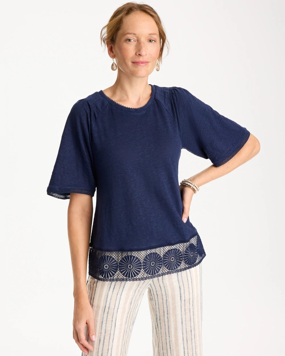 Chico's Sale - Linen Crochet Tee