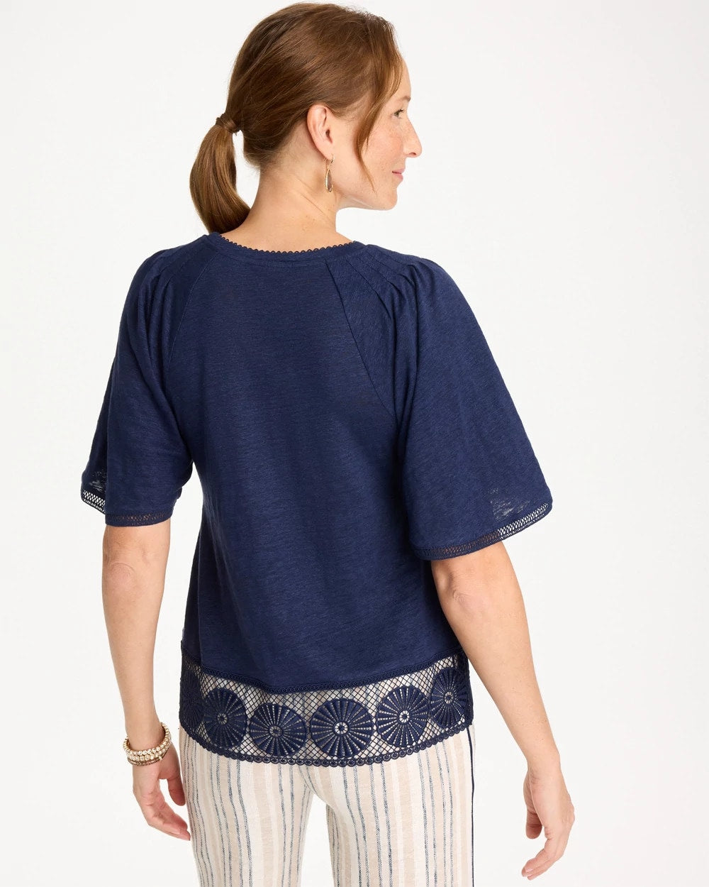 Chico's Sale - Linen Crochet Tee