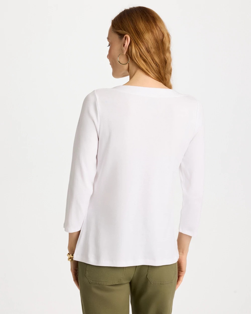Chico's On Sale - Embroidered Pima 3/4 Sleeve Tee