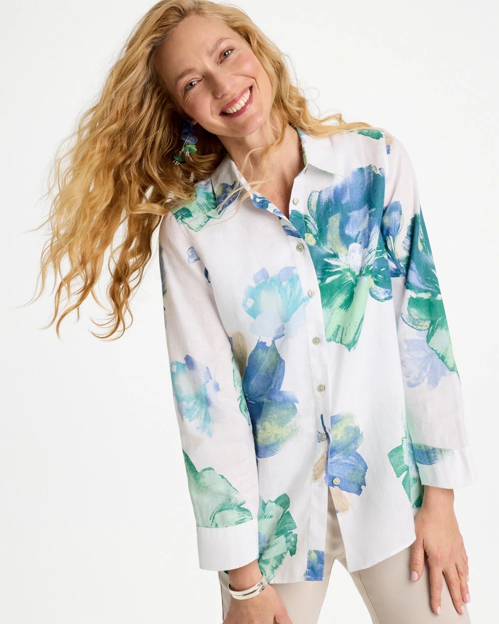 Chico's / No Iron™ Printed Linen Shirt