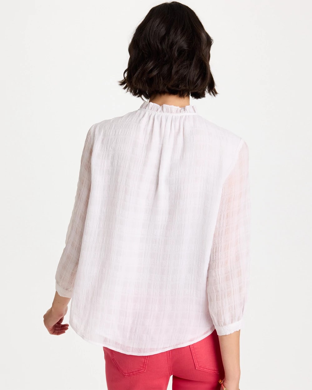 Chico's Outlet - Cutwork Trim Chiffon Blouse