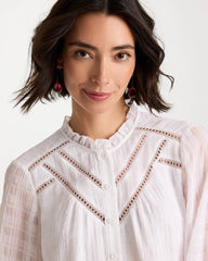 Chico's Outlet - Cutwork Trim Chiffon Blouse