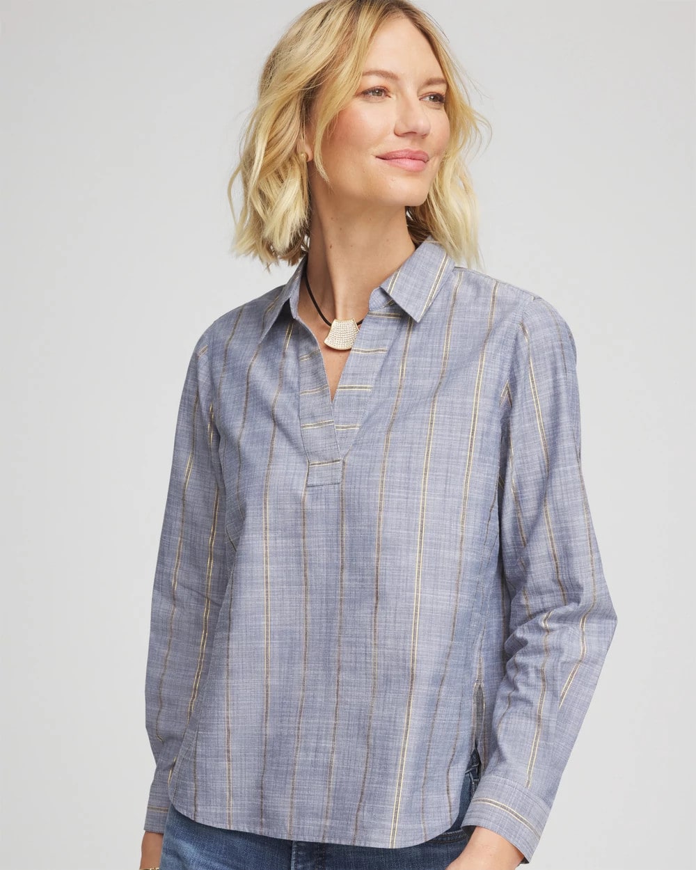 Chico's Online - Chambray Striped Soft Popover