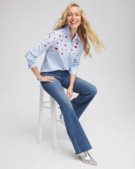 Chico's US - V-Day Striped Poplin Shirt