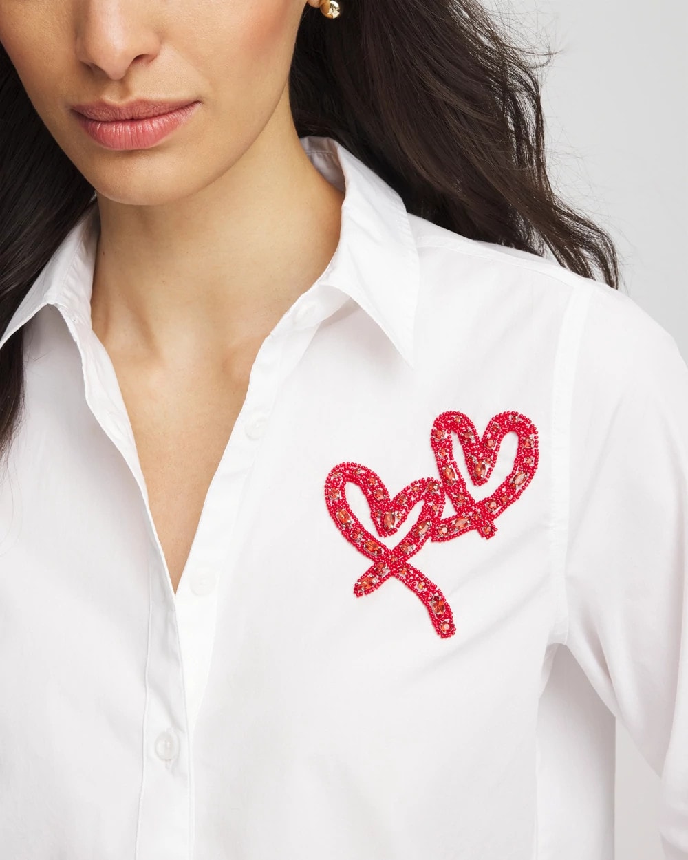 Chico's / Crystal Heart Poplin Shirt