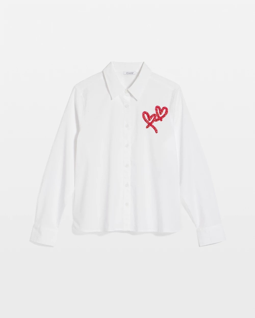 Chico's / Crystal Heart Poplin Shirt