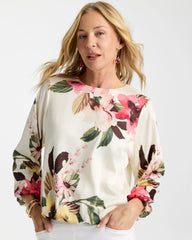 Chico's Sale - Crewneck Satin Bubble Hem Top