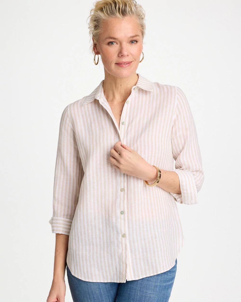 Chico's / No Iron™ Striped Linen Shirt