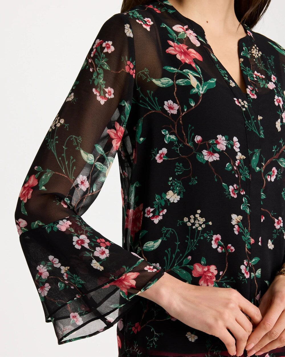 Chico's Discount - Georgette Ruffled Cuff Blouse