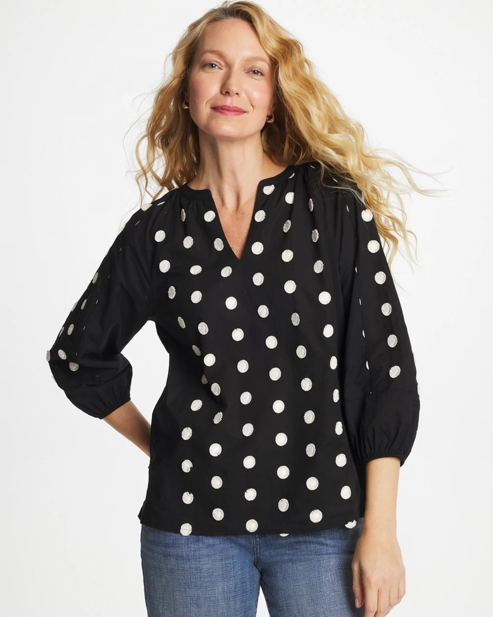 Chico's Outlet - Textured Polka Dot Blouse