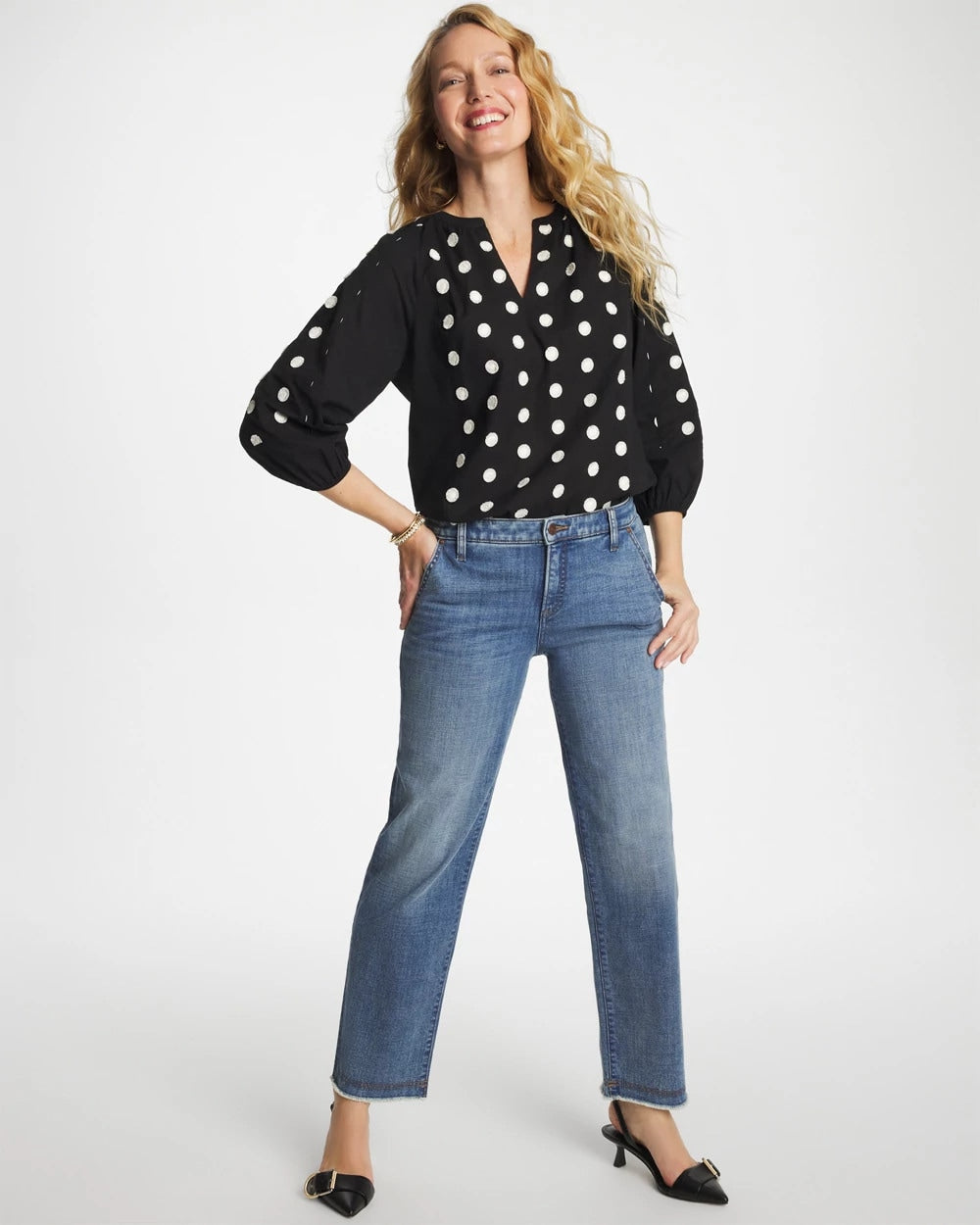 Chico's Outlet - Textured Polka Dot Blouse