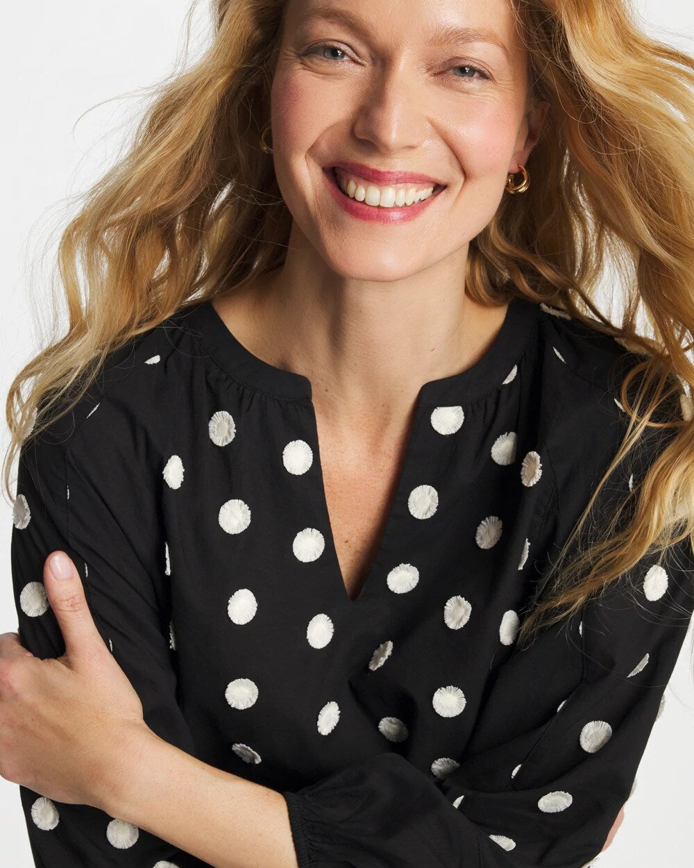 Chico's Outlet - Textured Polka Dot Blouse