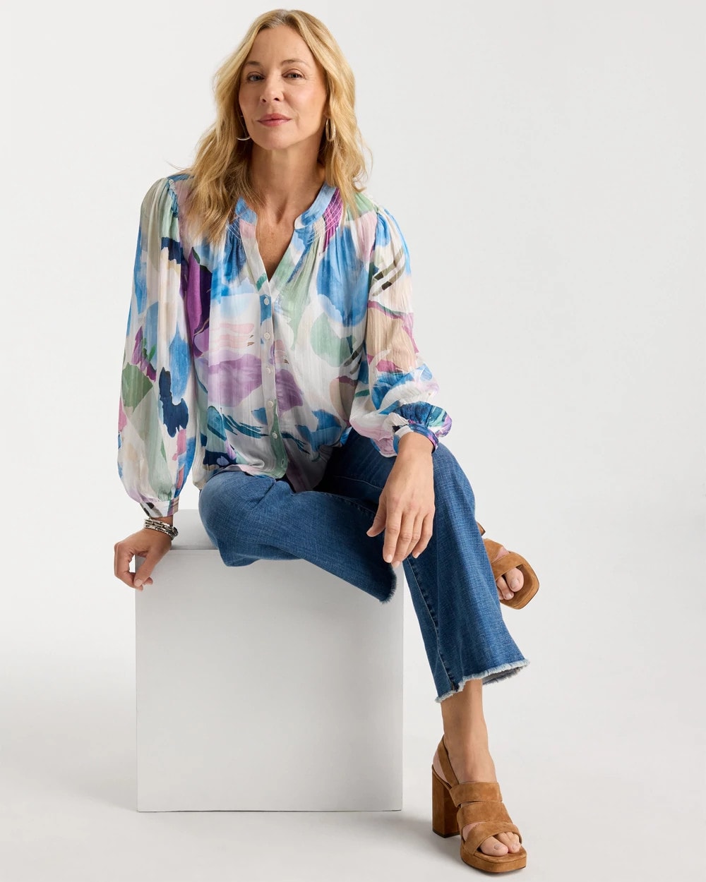 Chico's Online - Blur Geo Button Front Blouse