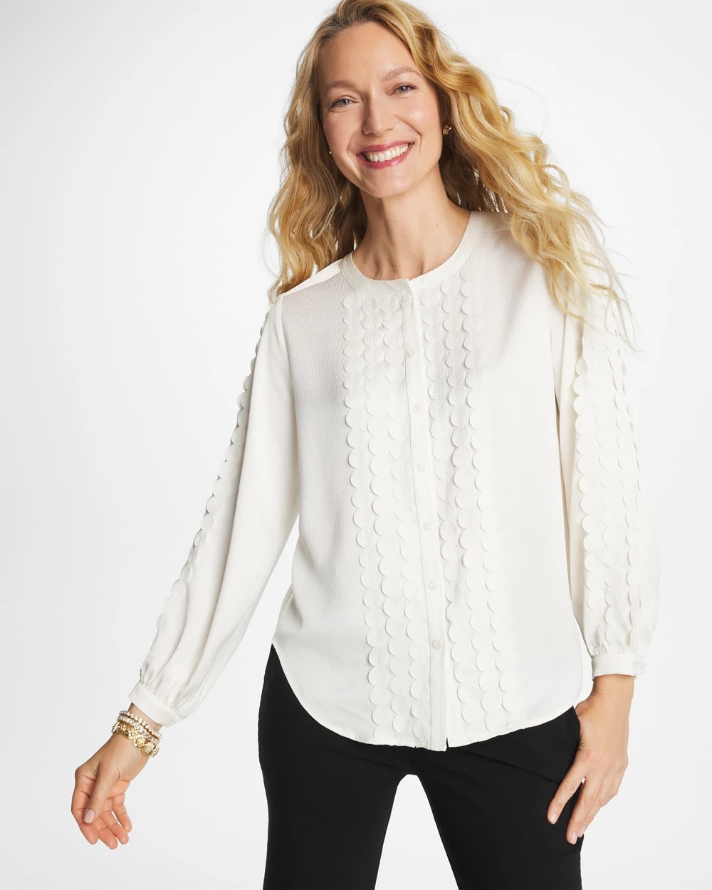 Chico's Discount - Laser Cut Crinkle Blouse