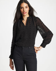 Chico's Outlet - 3D Dot Jacquard Chiffon Blouse