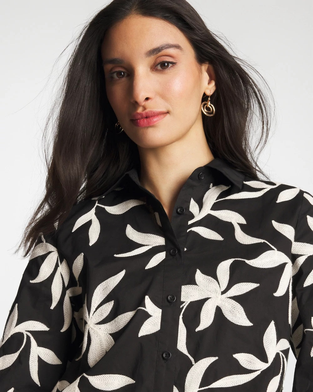 Chico's Online - Embroidered Cropped Collared Shirt