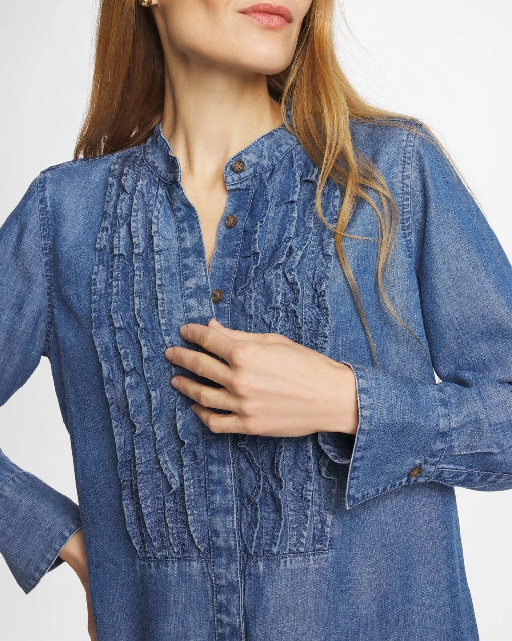 Chico's US - Tencel Ruffle Front Shirt