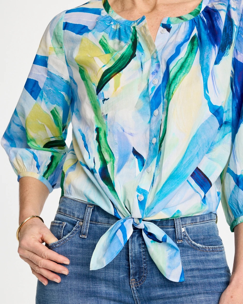 Chico's / Printed Tie-Front Top